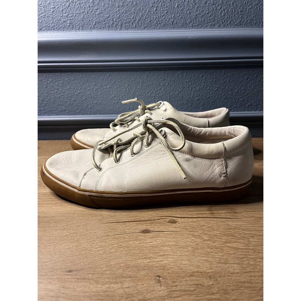UGG White‎ Leather Cozy Comfort Slip On Sneakers Luxe Shoes Men's Size 11